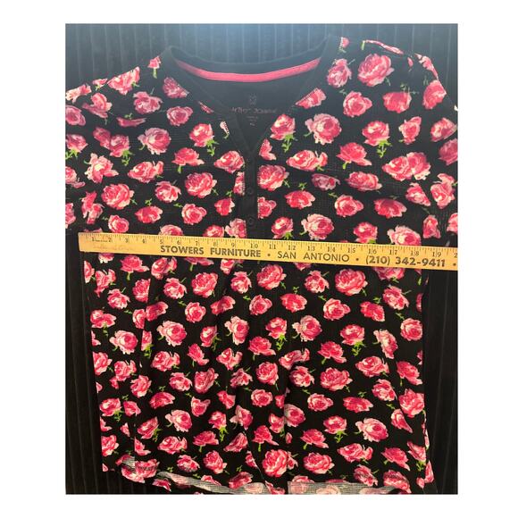 Betsey Johnson Women’s XL Black Floral Ribbed 2-Piece Pajama Set – Long Sleeve - Picture 7 of 8